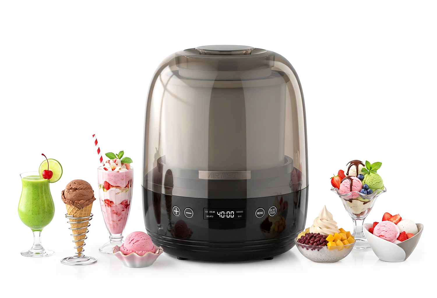 AIRMSEN  Ice Cream Maker Machine with Built-in Compressor | AIRMSEN ADS-CE530