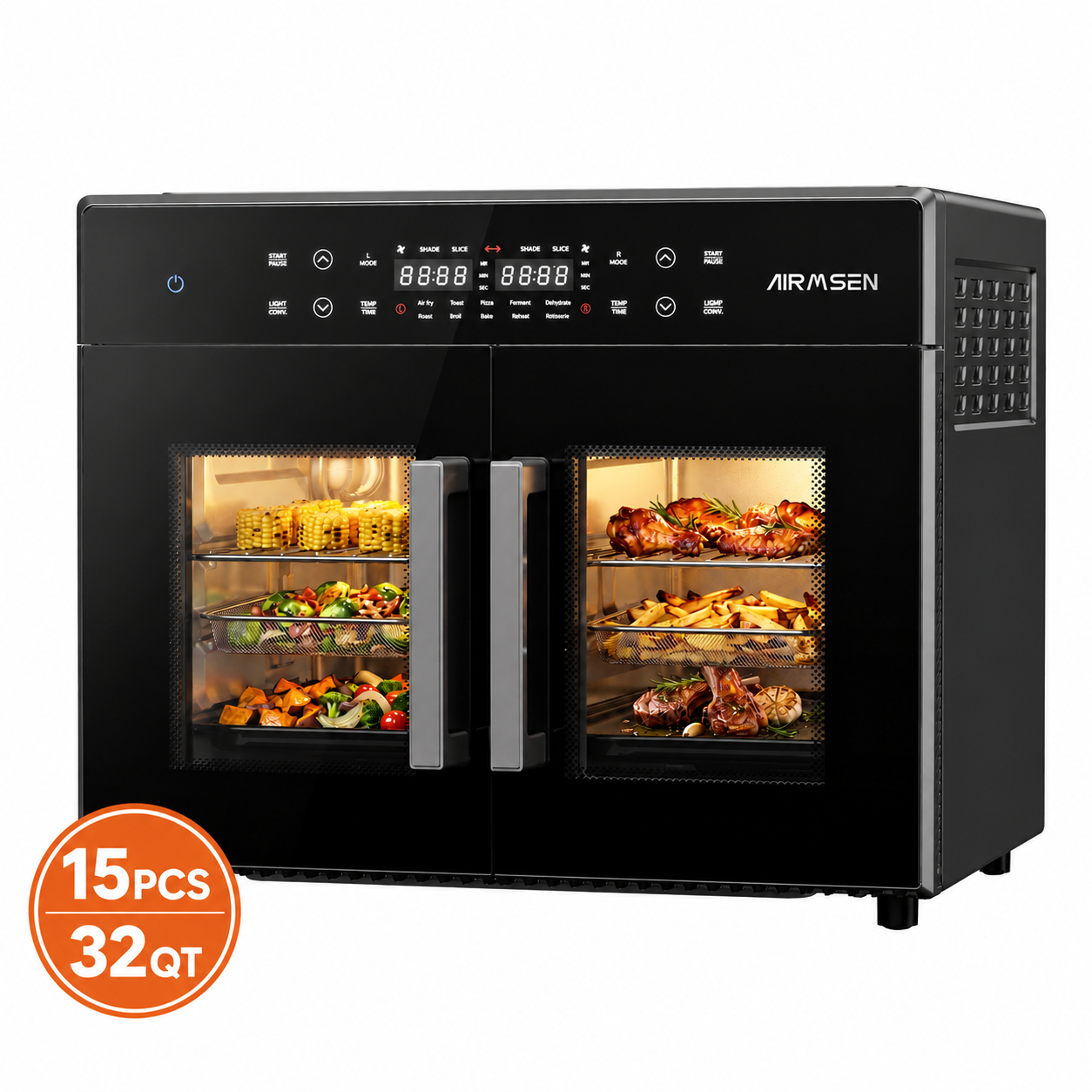 32 QT French Door  Dual Zone Countertop Convection Oven | AIRMSEN KKT-30AEZG1