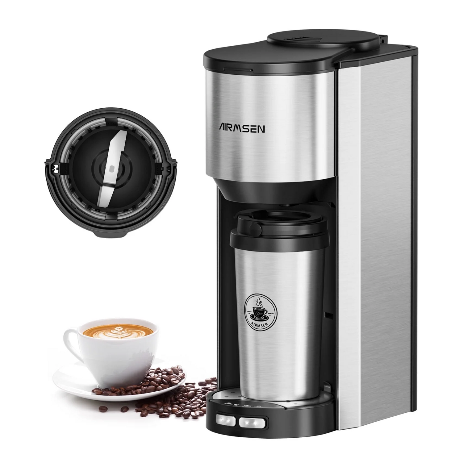 Airmsen Kaffeemaschine, 12 Tassen programmierbare Kaffeemaschinen aus Edelstahl 