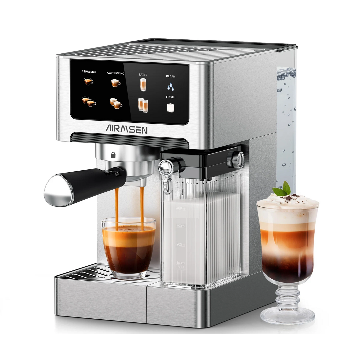 Espresso Machine with Color Touchscreen, 20 Bar Cappuccino Latte