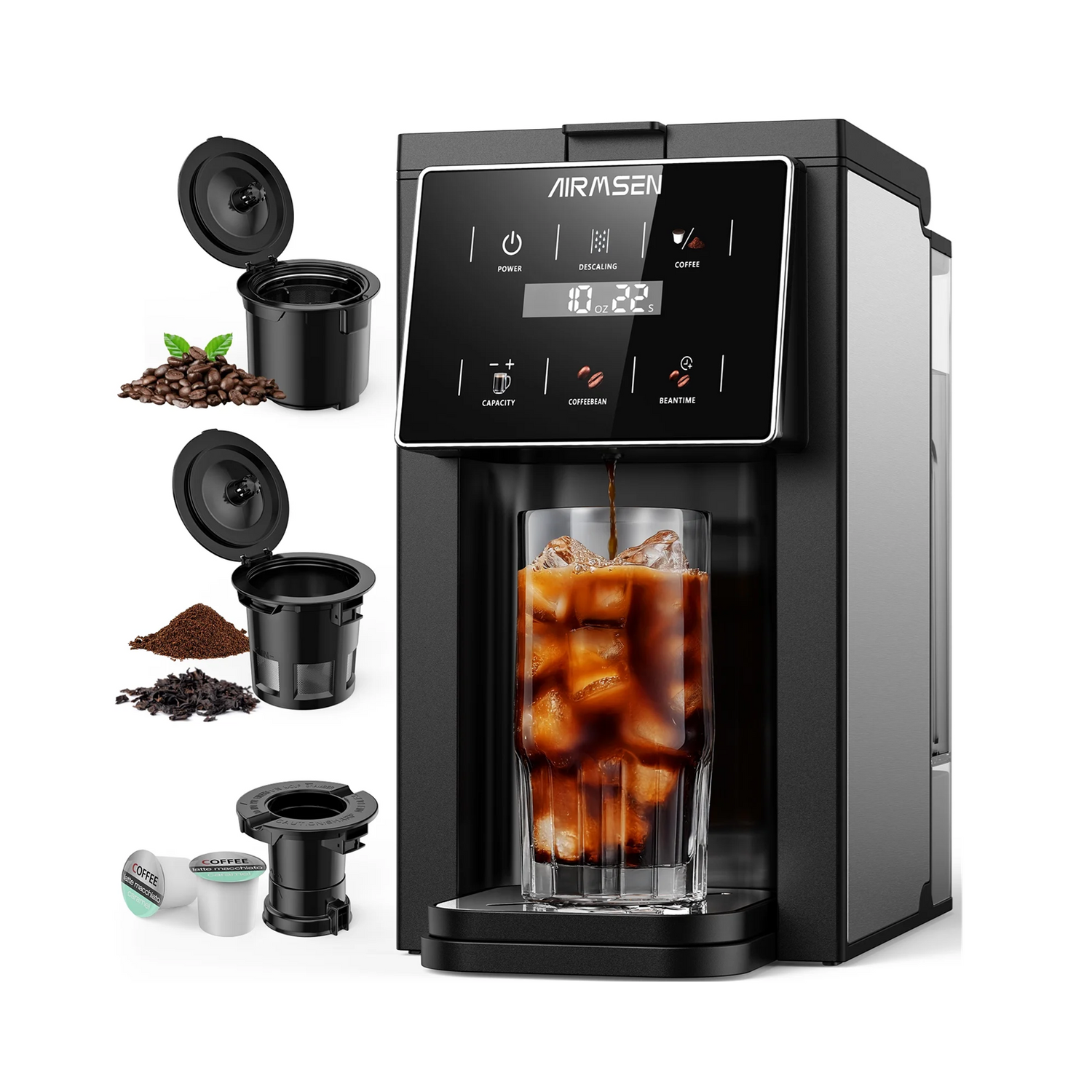 Airmsen Kaffeemaschine, 12 Tassen programmierbare Kaffeemaschinen aus Edelstahl 