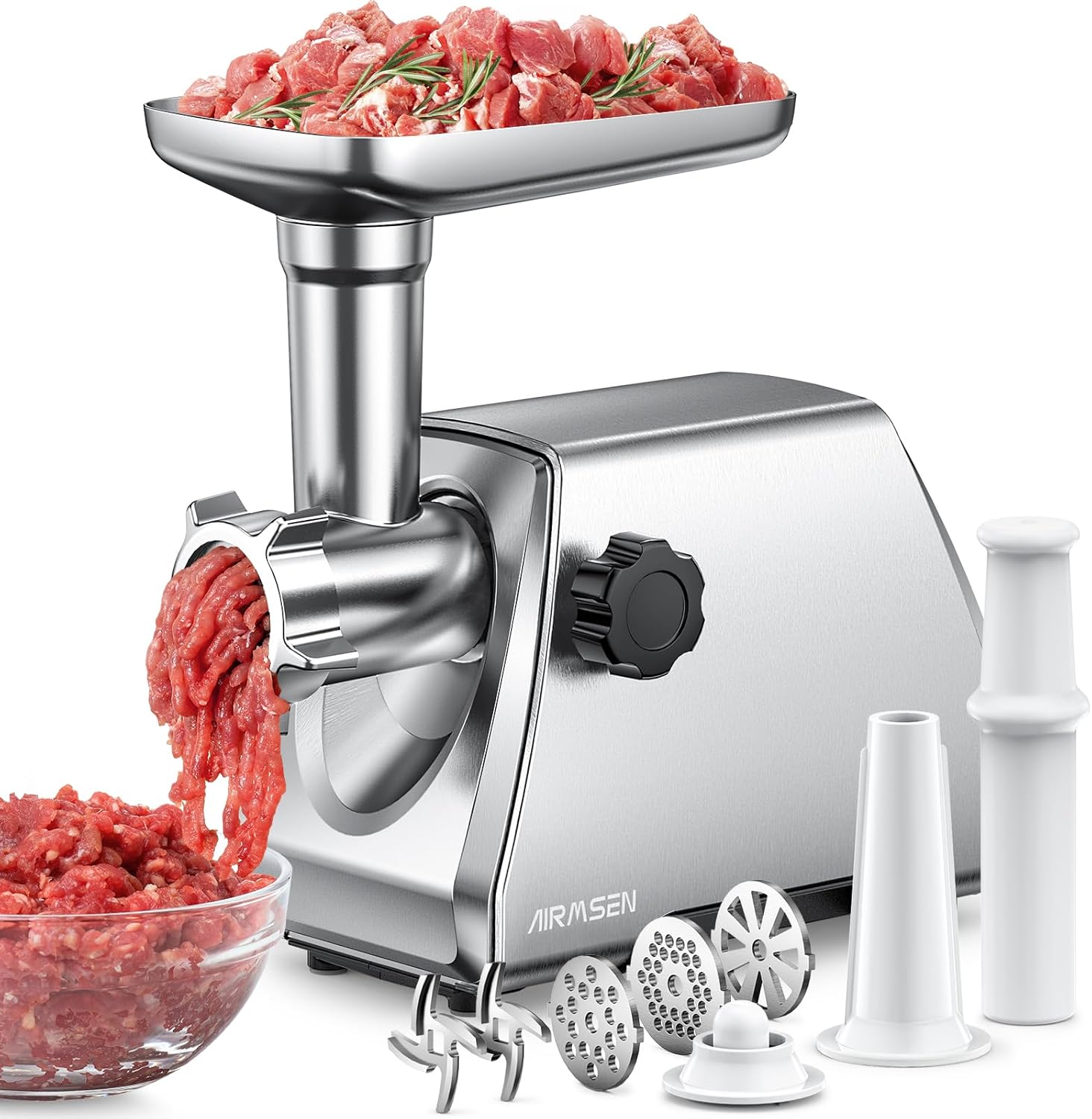 AIRMSEN Electric Meat Grinder, Stainless Steel