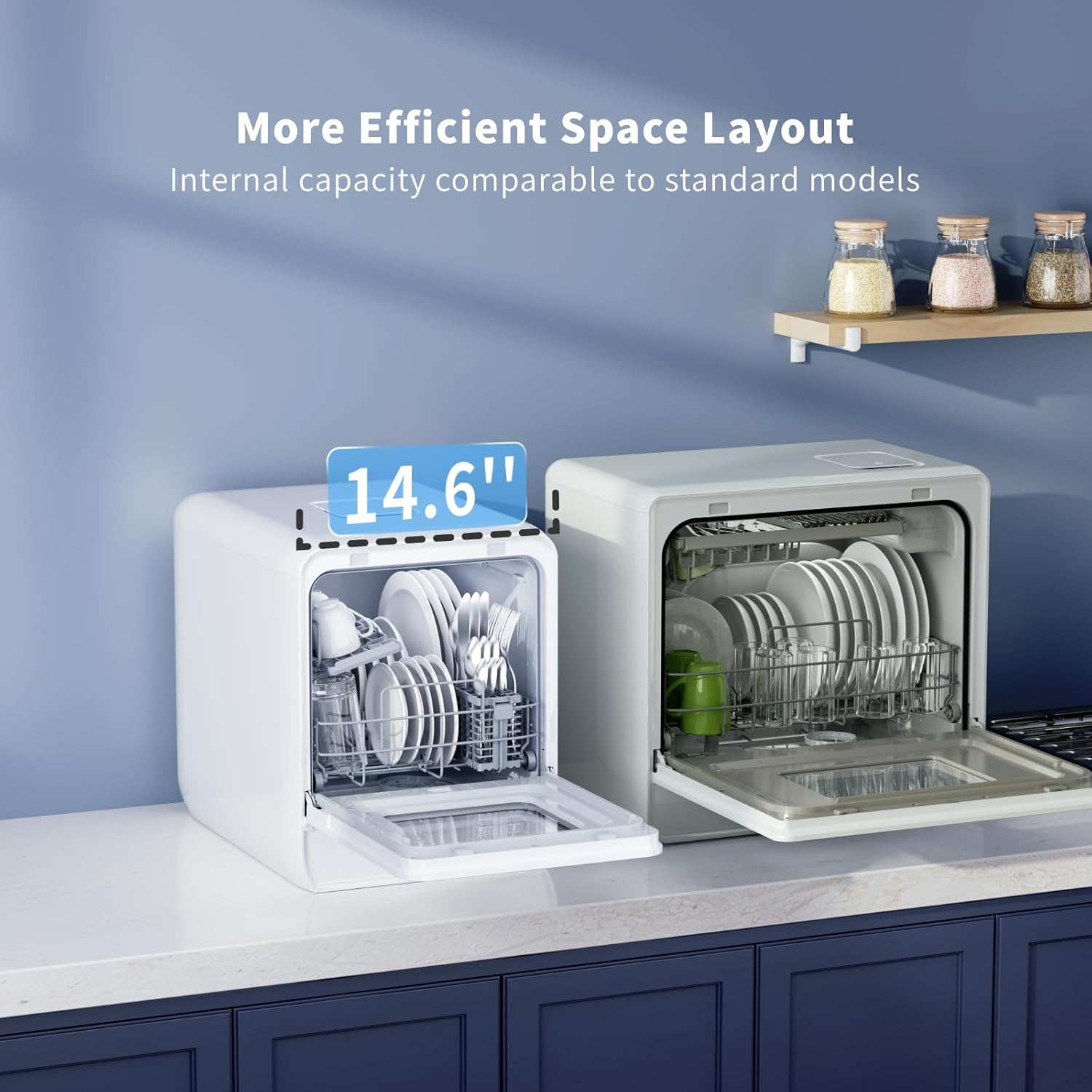 Airmsen Portable Countertop Dishwasher Compact Mini Dish Washer with 5 Liter Built in Water Tank and Air Dry Function
