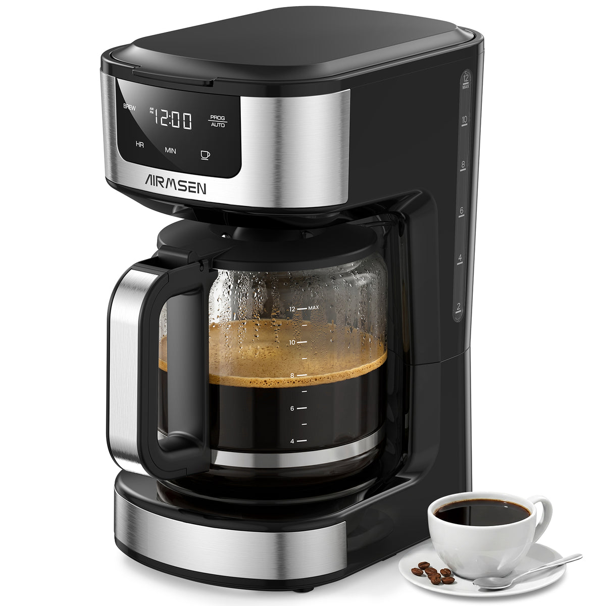 Drip Coffee Maker 12-Cup Programmable | AIRMSEN HR-CM319AYAS