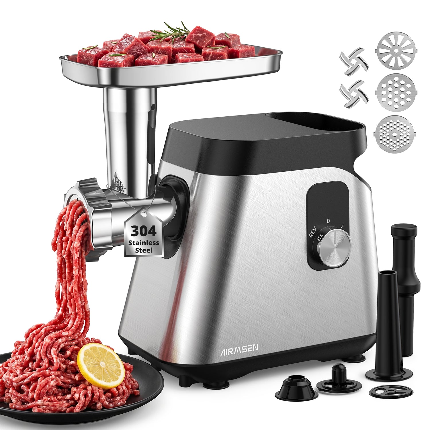 AIRMSEN Electric Meat Grinder, Stainless Steel | AIRMSEN MG-401